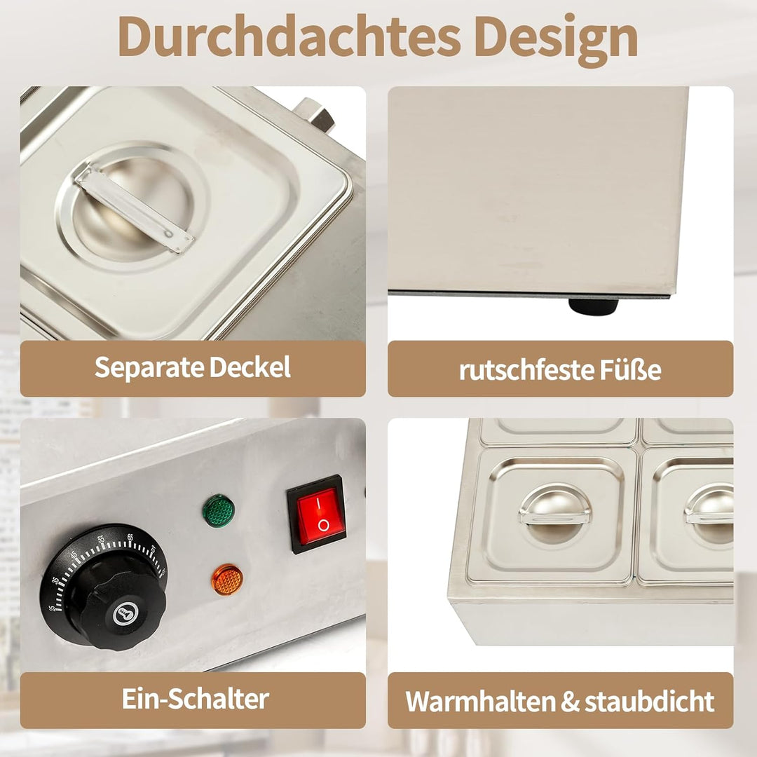 Schokoladenschmelzgerät mit 6 Schmelztiegel 1000W - Elektrische Schokolade Schmelzgerät 0-80°C Edels