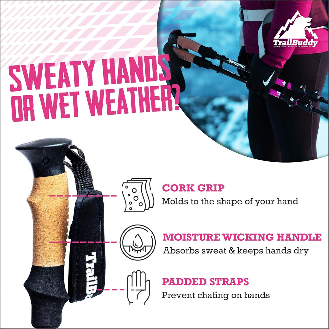 TrailBuddy Trekking Poles - Lightweight, Collapsible Hiking Poles for Snowshoe & Backpacking Gear -