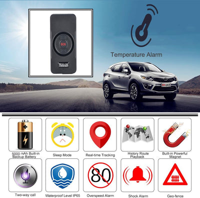 TKMARS GPS Tracker Auto Ohne ABO Auto GPS Tracker mit 2-Wege-GespräCh, SOS, Temperatursensor, 2 Funk