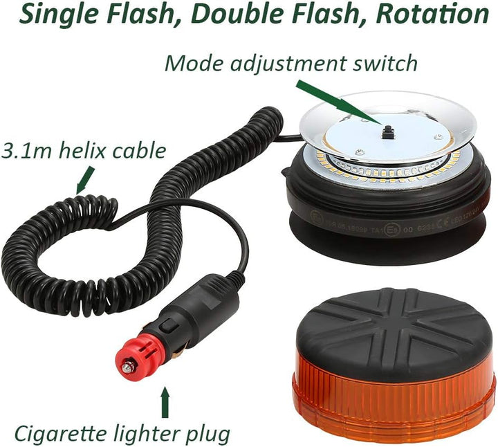 D-TECH 12/24V LED Warnlicht Stroboskoplicht Blinklichter Frontblitzer Rundumleuchte Amber Notlicht-L