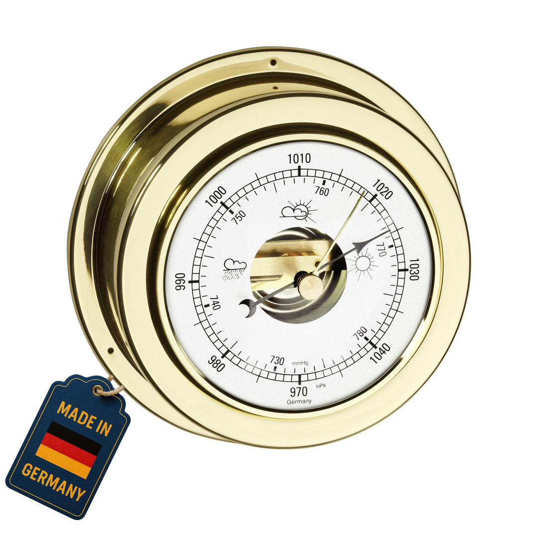 TFA Dostmann Maritim Analoges Barometer, 29.4010.B, zur lokalen Wettervorhersage, aus polierten Mess