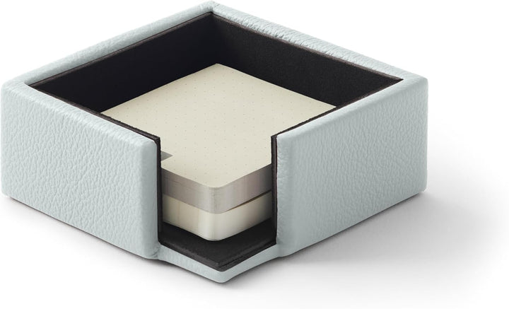 Eglooh - Atena - Notizzettel Box Echtes Leder Eis Blau - Zettelbox, Notizklotz, Zettelkasten für Sch