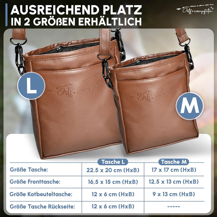 Ostfriesenpfoten® Leckerlibeutel 'Frieda' für Hunde aus hochwertigem Kunstleder - Dunkelbraun Grösse