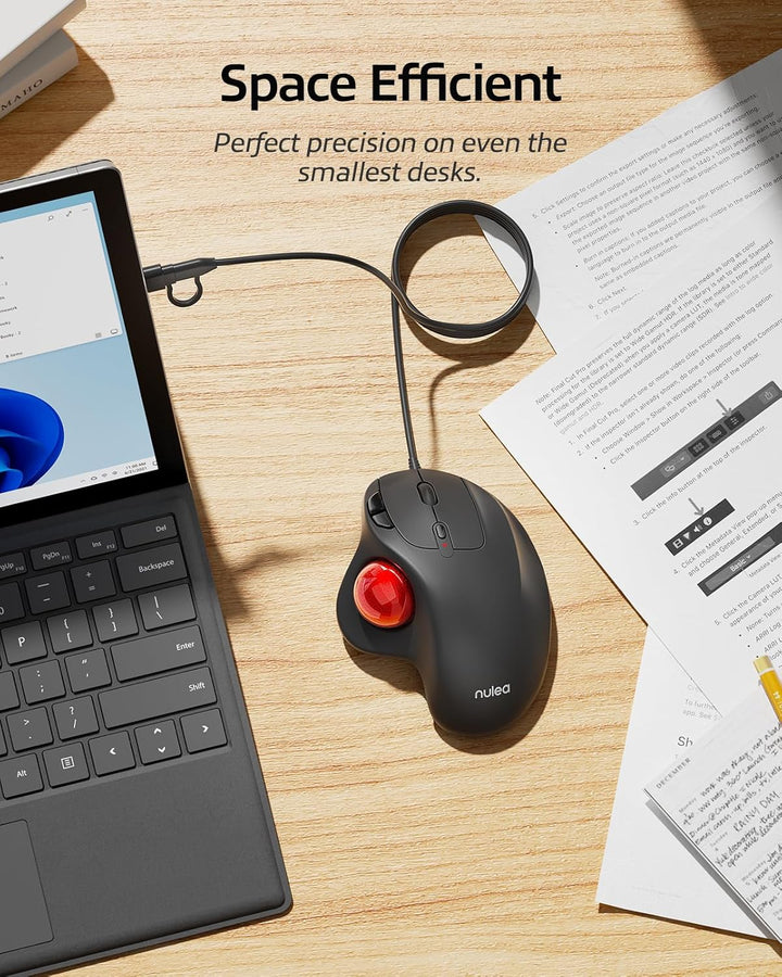 Nulea M509 Trackball Maus verdrahtet, Ergonomisches Design, Einfache Daumenkontrolle, Präzise und re