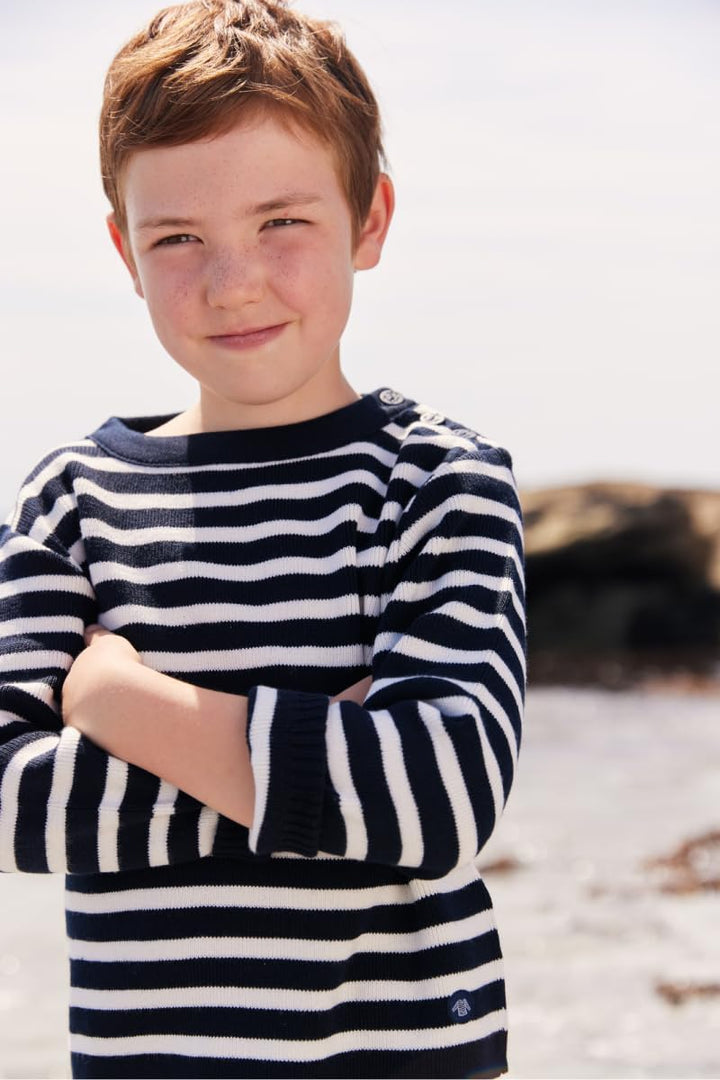 Armor Lux Unisex Gestreifter Kinder Marine-Stil Fouesnant aus Wolle und Acryl Pullover 16 Jahre Bleu