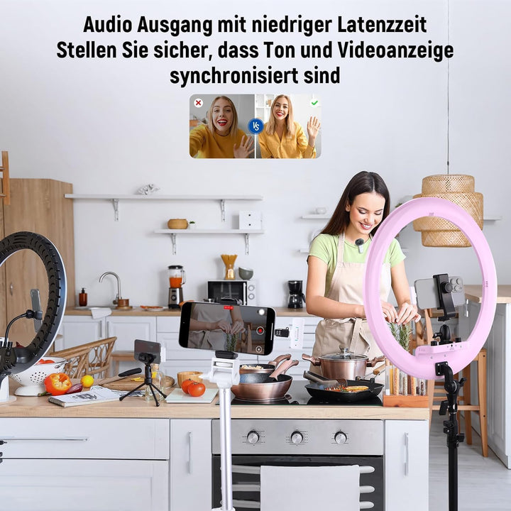 NEEWER Wireless Lavalier Mikrofon System für iPhone USB C Mini Clip auf Revers Mic mit 2X Sender/4x