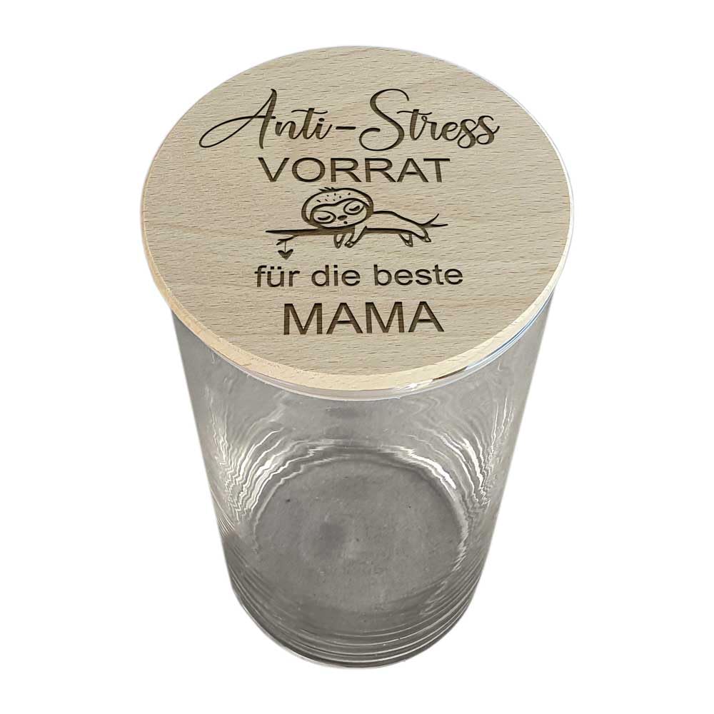 Geschenke für Mama Glasbehälter mit Deckel Anti Stress Geschenk Muttertag Bonbonglas mit Faultier, K