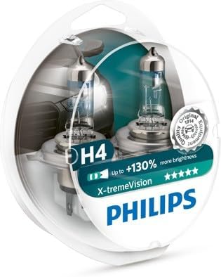 Philips X-tremeVision +100% H4 Scheinwerferlampe 12342XVS2, 2er-Set