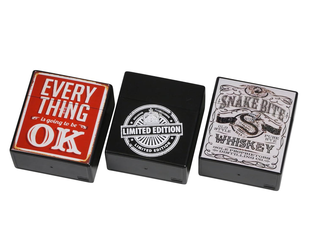 3 x Zigarettenbox XXXL VINTAGE BUNT für 50 Zigaretten Etui Kunststoff Raucherbedarf