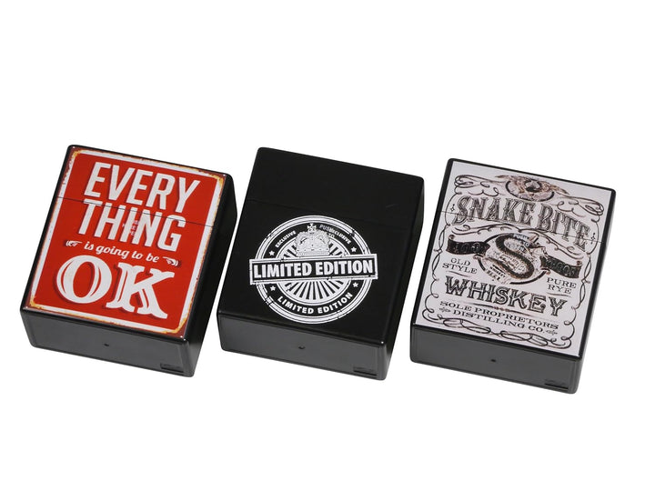 3 x Zigarettenbox XXXL VINTAGE BUNT für 50 Zigaretten Etui Kunststoff Raucherbedarf