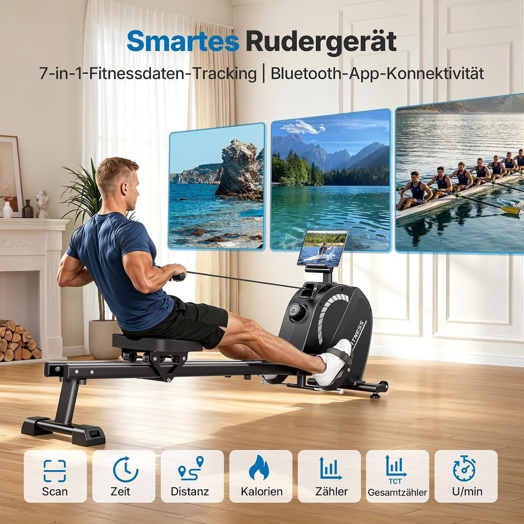 Dripex Magnetisches Rudergerät für Zuhause mit 16 Widerstandsstufen, Rudergerät für Zuhause mit LCD-