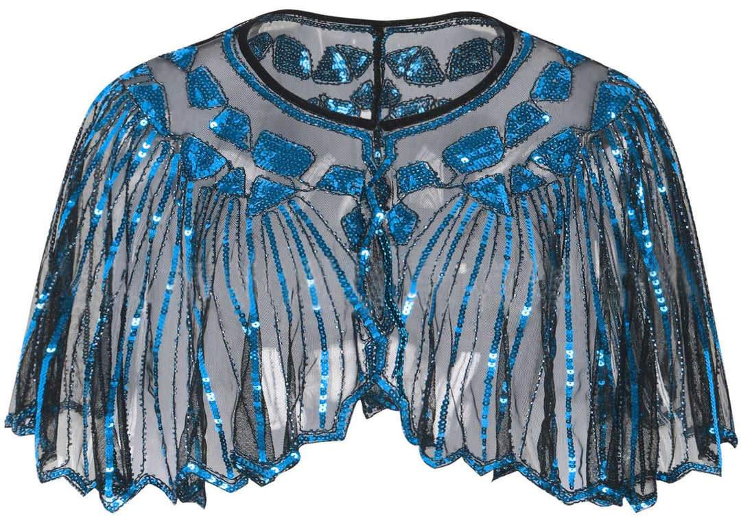 BAOKELAN Frauen 1920er Schal Pailletten Perlen Abend Cape Retro Wraps Schal Cover Up für Hochzeit Pa