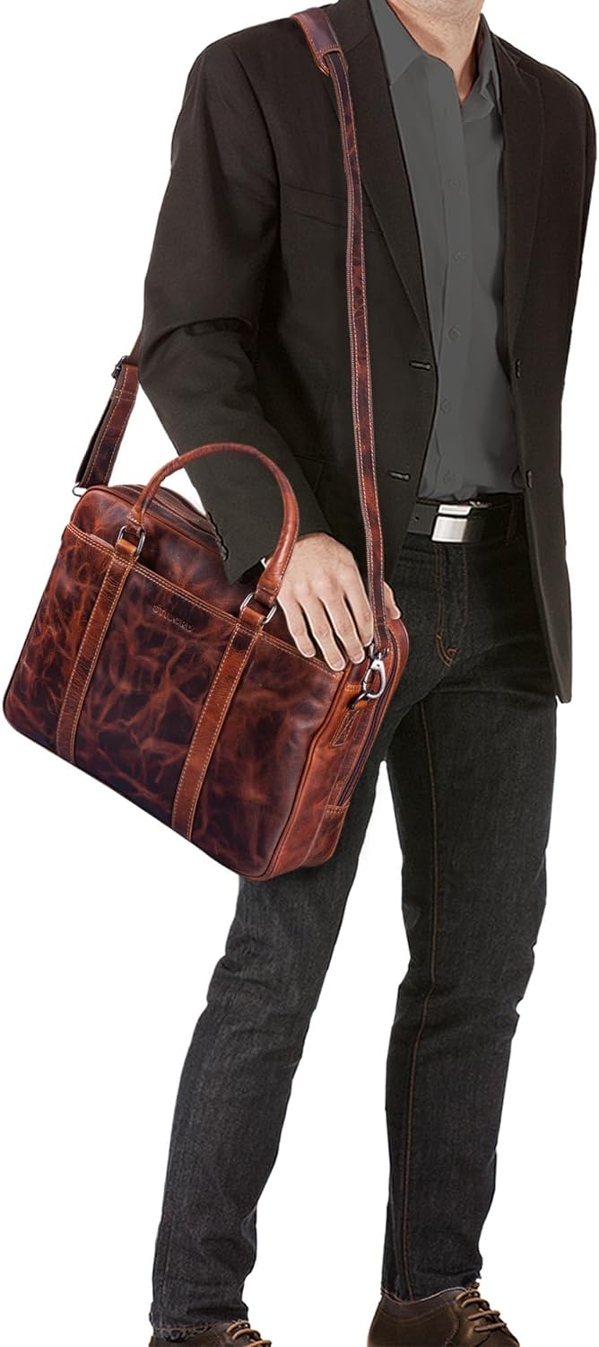 STILORD 'Dante' Business-Tasche Leder gross elegante Aktentasche Umhängetasche Laptoptasche 15.6 Zol