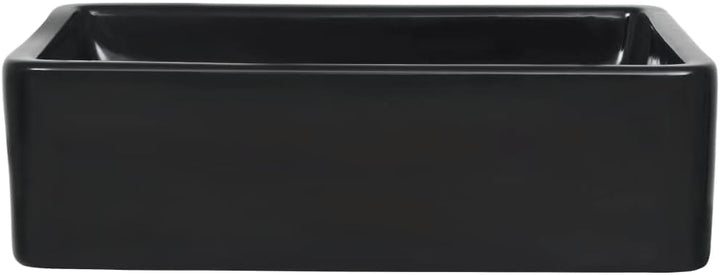 WIFESE Waschbecken Keramik Rechteckig Schwarz 41x30x12 cm Aufsatzwaschbecken Eckig Waschbecken Gäste