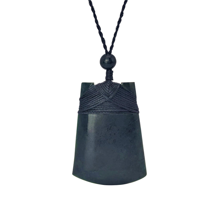 81stgeneration Anhänger Halskette Toki Klinge Geschnitzte Schwarze Nephrit-Jade für Herren und Damen