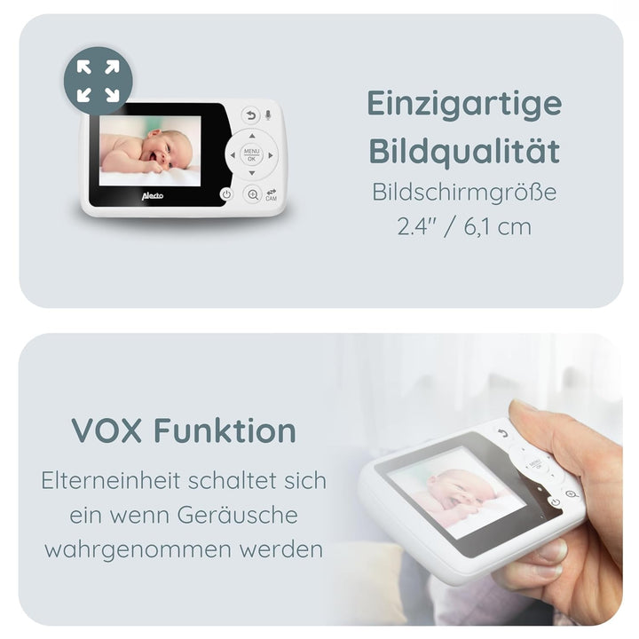 Alecto DVM-64 Funk Kamera Babyphone (100% störungsfrei & privat) mit schwenkbarer video Kamera, Nach