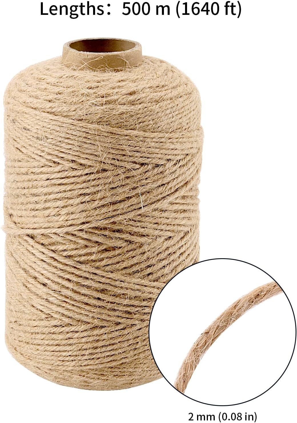 3 Stück 500m x 2mm Juteschnur, Jute Kordel Juteseil geflochten, Garten Kordel Jute Paketschnur Baste