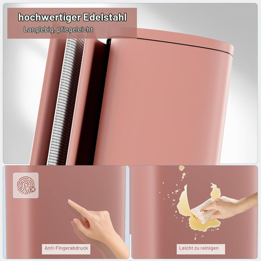 Clevich Mülleimer 50L aus Stahl, Abfalleimer, Tretmülleimer mit Soft-Close Deckel, Fusspeda, abnehmb
