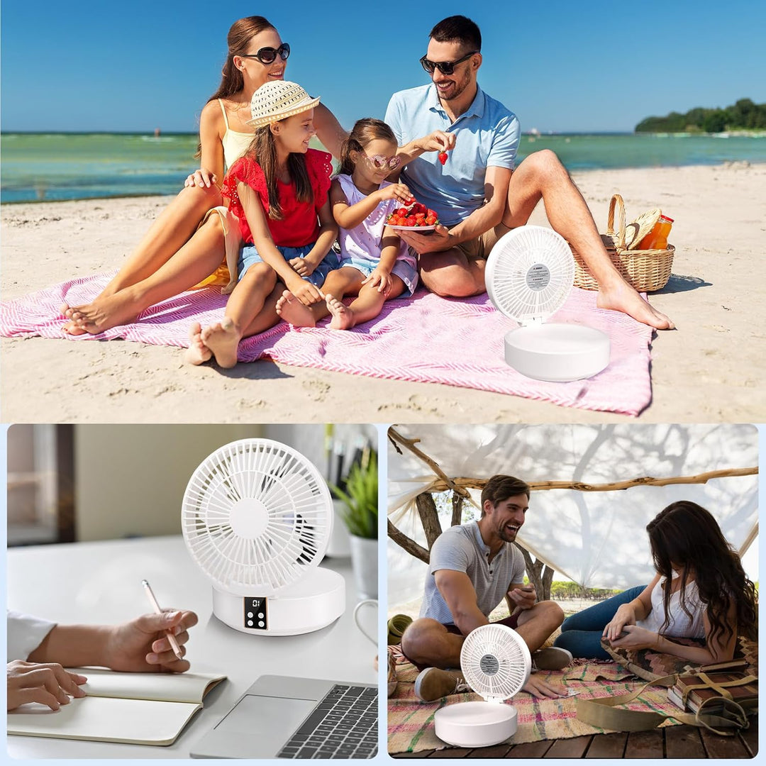 Ausbond Leiser kleiner Lüfter, USB Desktop Lüfter, leiser und starker Wind, tragbarer, mit LED-Licht