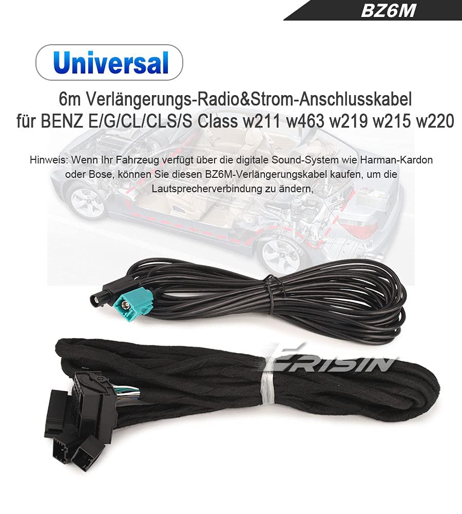 erisin BZ6M Strom Verlängerungskabel 6m für Mercedes Benz E/G/CL/CLS/S Klasse w211 w463 w219 w215 w2