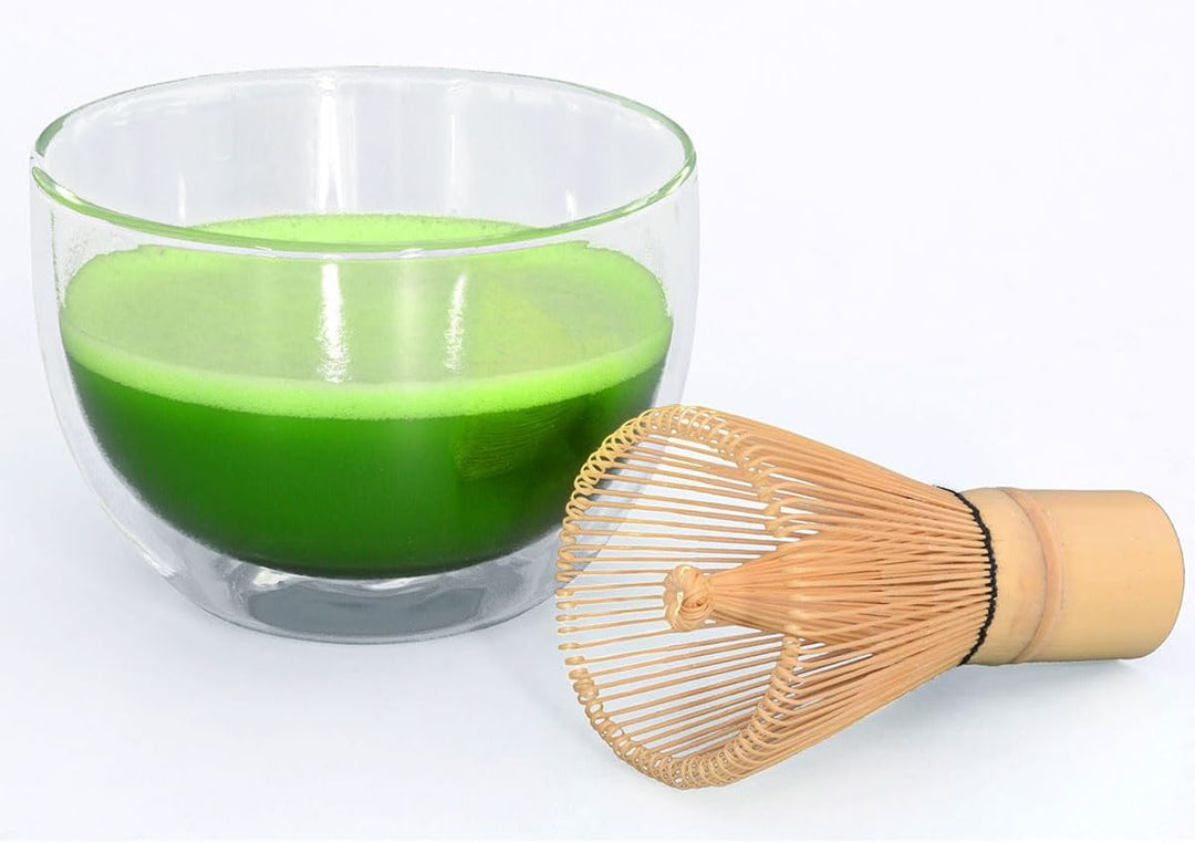 Matcha-Set 4-teilig, bestehend aus 2 Matchaschalen aus doppelwandigem Glas, Matchalöffel und Matchab