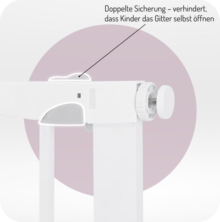 MoMi Baby-Absperrgitter PAXI Plus, Tür- und Treppenschutzgitter 75-82 cm erweiterbar bis 103 cm, ink