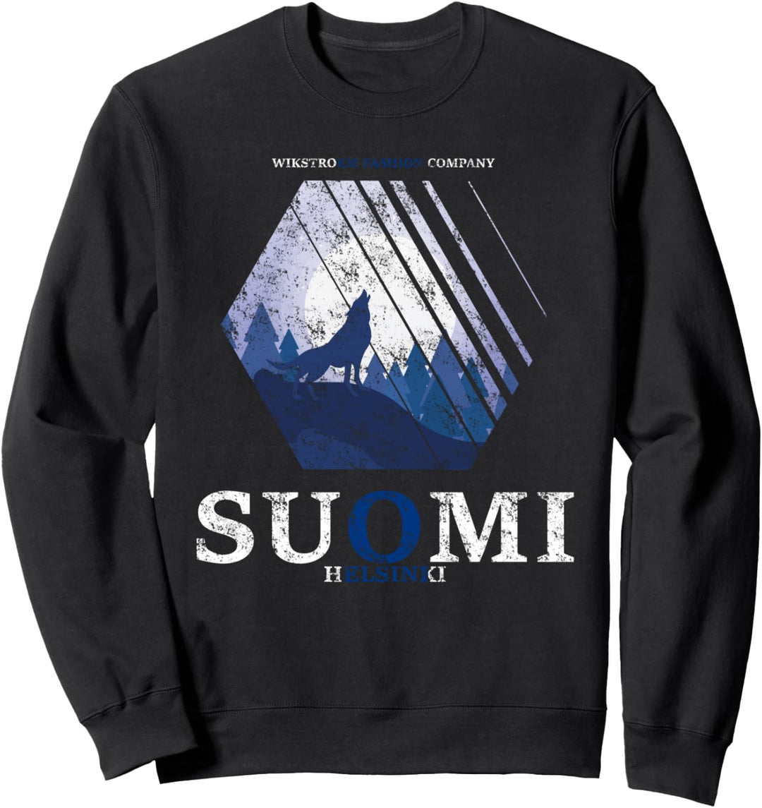 Finnland Vollmond Wolf heulend Suomi Flagge used look Sweatshirt