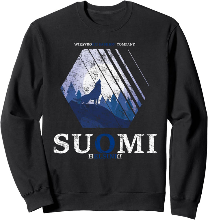 Finnland Vollmond Wolf heulend Suomi Flagge used look Sweatshirt