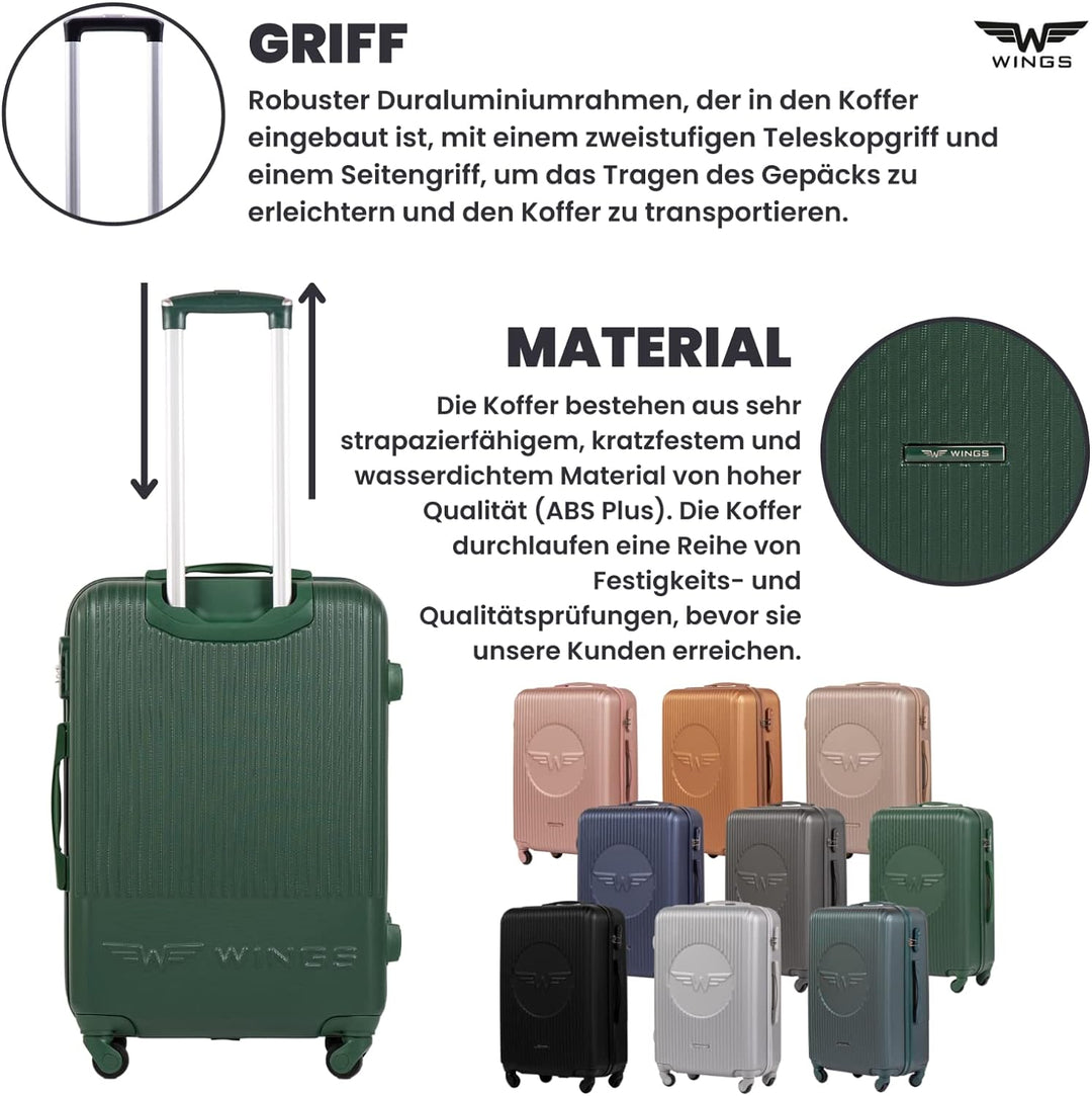 Wings Geräumiger Kabinentrolley - Leichter Flugzeugkoffer - Luxuriöser und moderner Koffer mit zweis