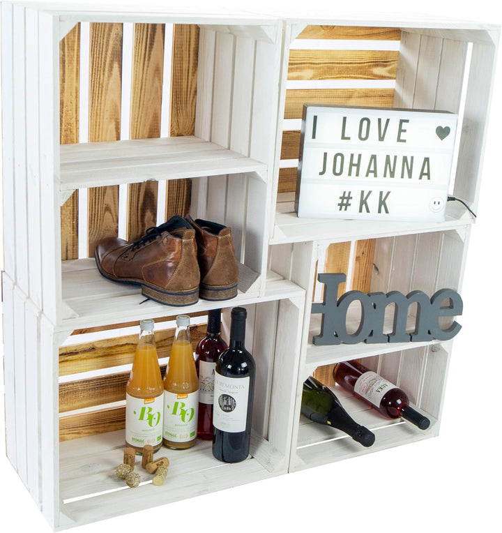 4er set massive Obstkiste Apfelkiste Weinkiste aus dem Alten Land +++ 50 x 40 x 30 cm (WEISS GEFL. B