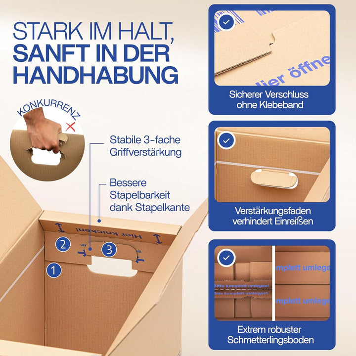 50 x Umzugskartons Movebox 2-wellig doppelter Boden in Profi Qualität 634 x 290 x 326 mm, 50