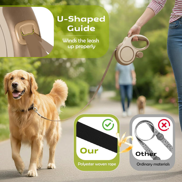 Hundeleine 8m, Robuste Rollleine für Hunde bis 50kg/110lbs, Flexileine mit Bequemen Griff & Kotbeute