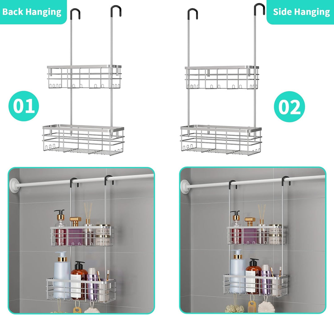 HapiRm Duschregal zum Hängen Duschablage Hängend- 2 Tier Duschablage zum Hängen mit Haken, kein Bohr