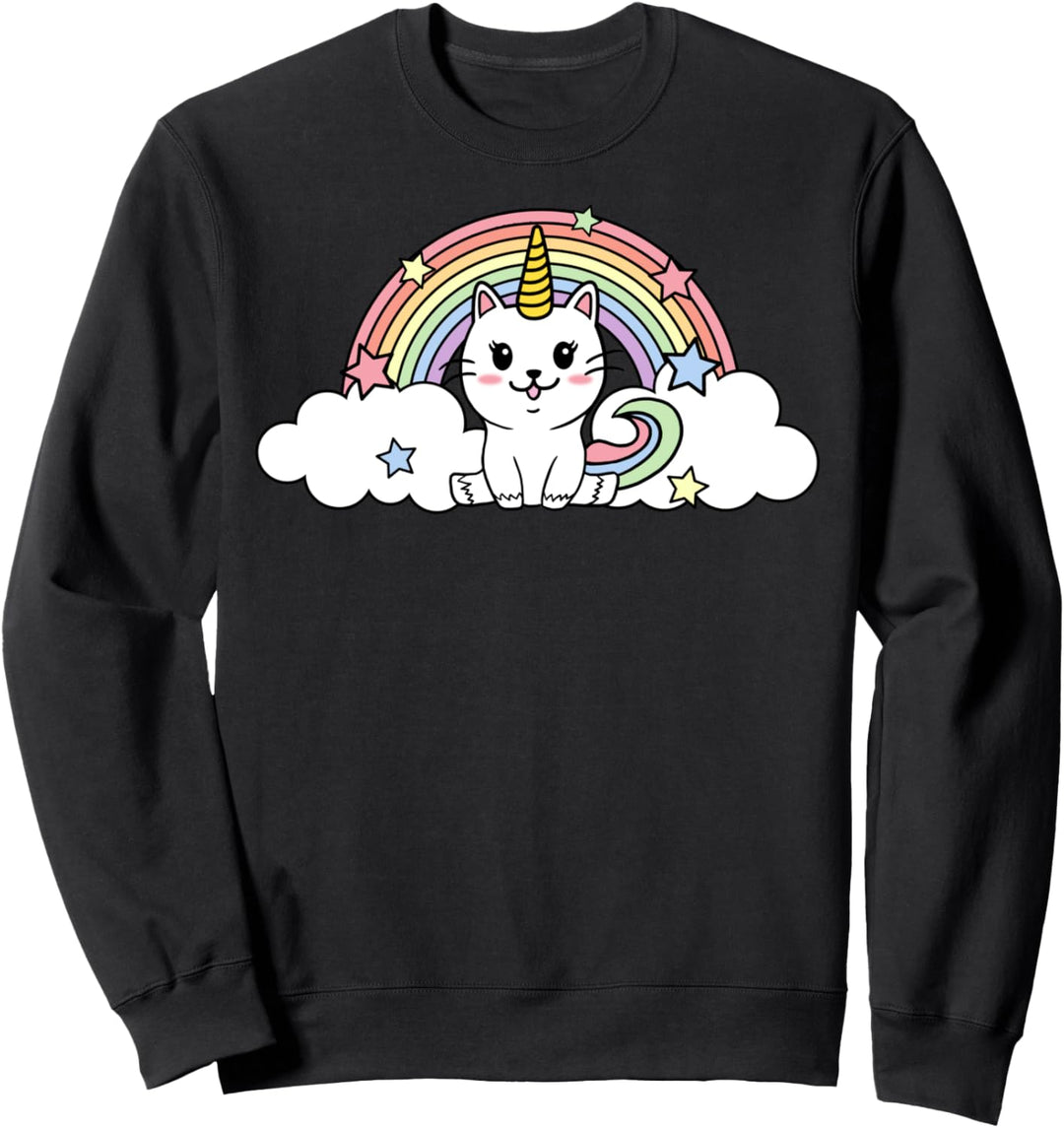 Caticorn Rainbow Stars Portrait Sweatshirt
