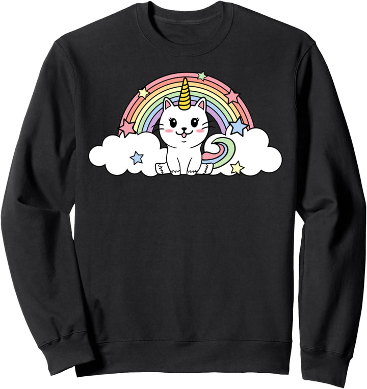 Caticorn Rainbow Stars Portrait Sweatshirt