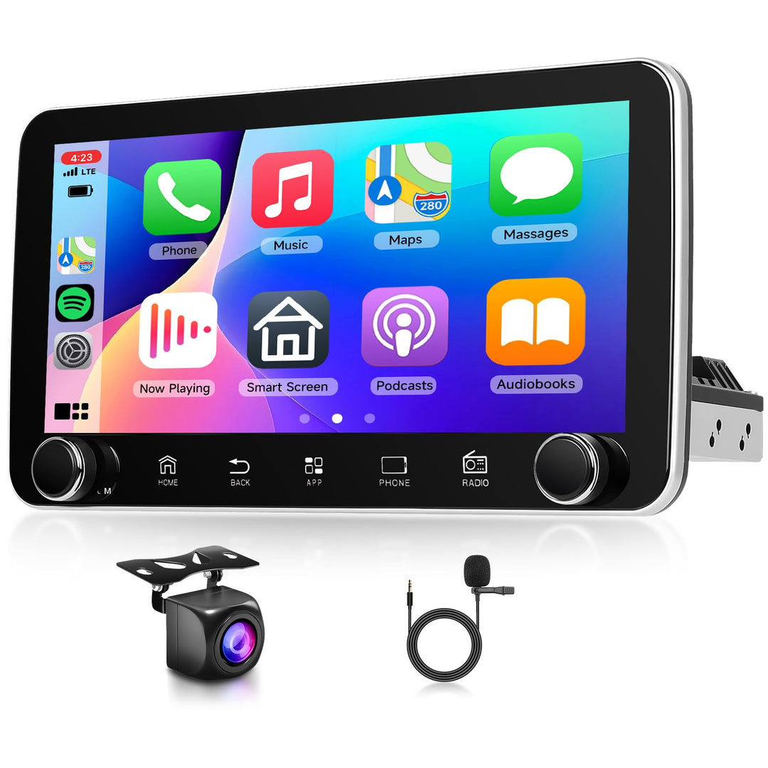 Rimoody 2+64G Autoradio 1 Din Wireless Carplay Android Auto 10.36 Zoll IPS 360° Drehbarer Bildschirm