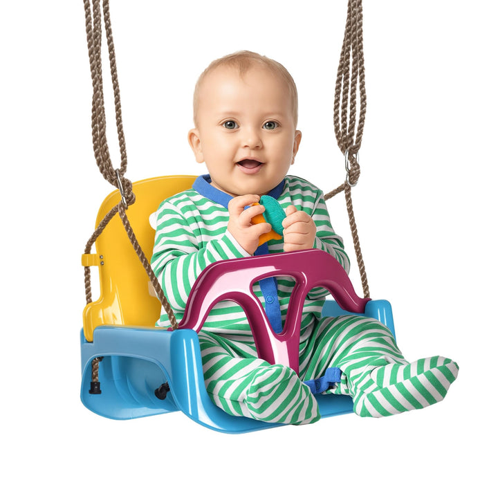 Outsunny Babyschaukel Outdoor 3-in-1, Kinderschaukel mit verstellbarem Seil, 120-180 cm höhenverstel