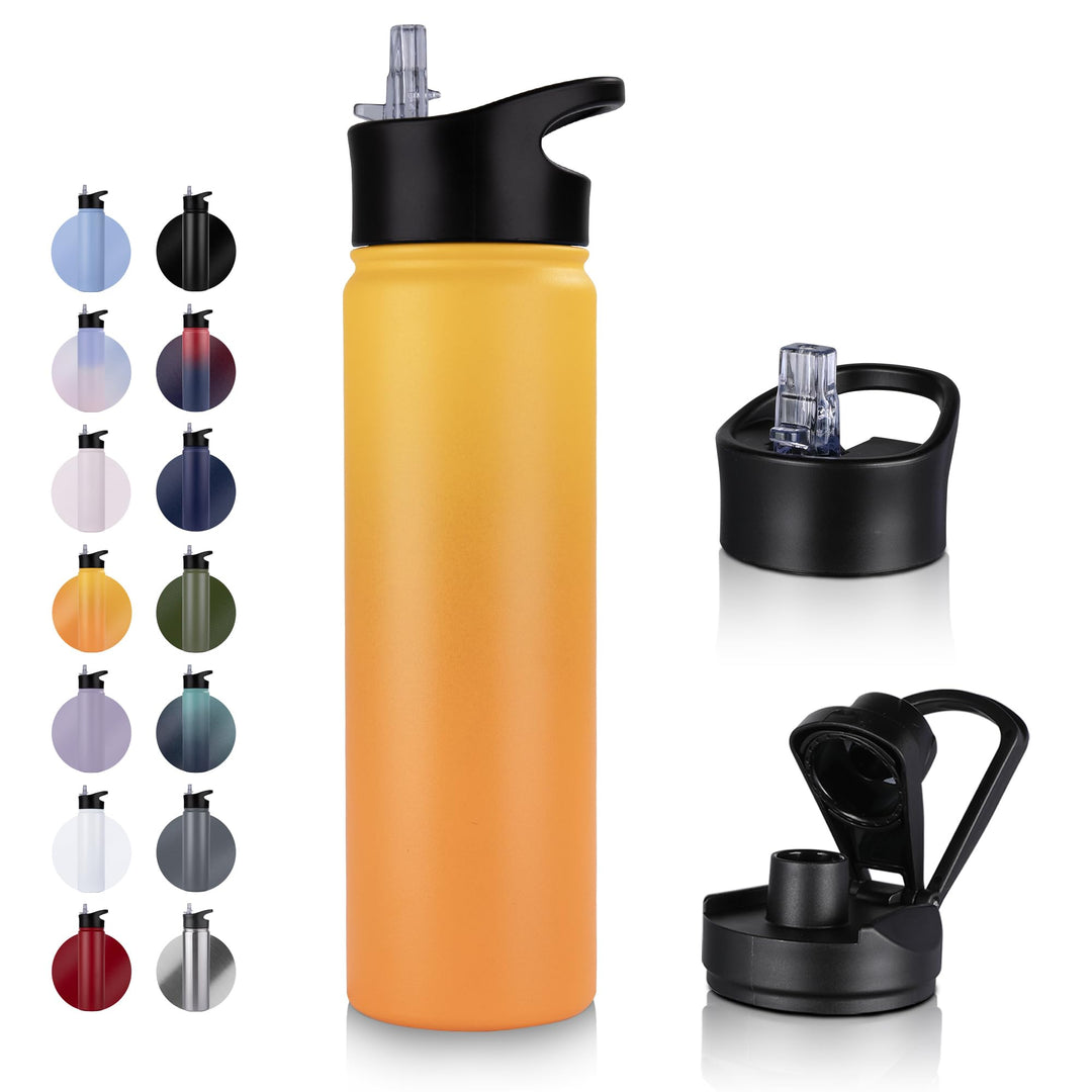 Edelstahl Trinkflasche - 750ml - mit Strohhalm,Auslaufsicher,Kohlensäure Geeignet,BPA frei Thermosfl