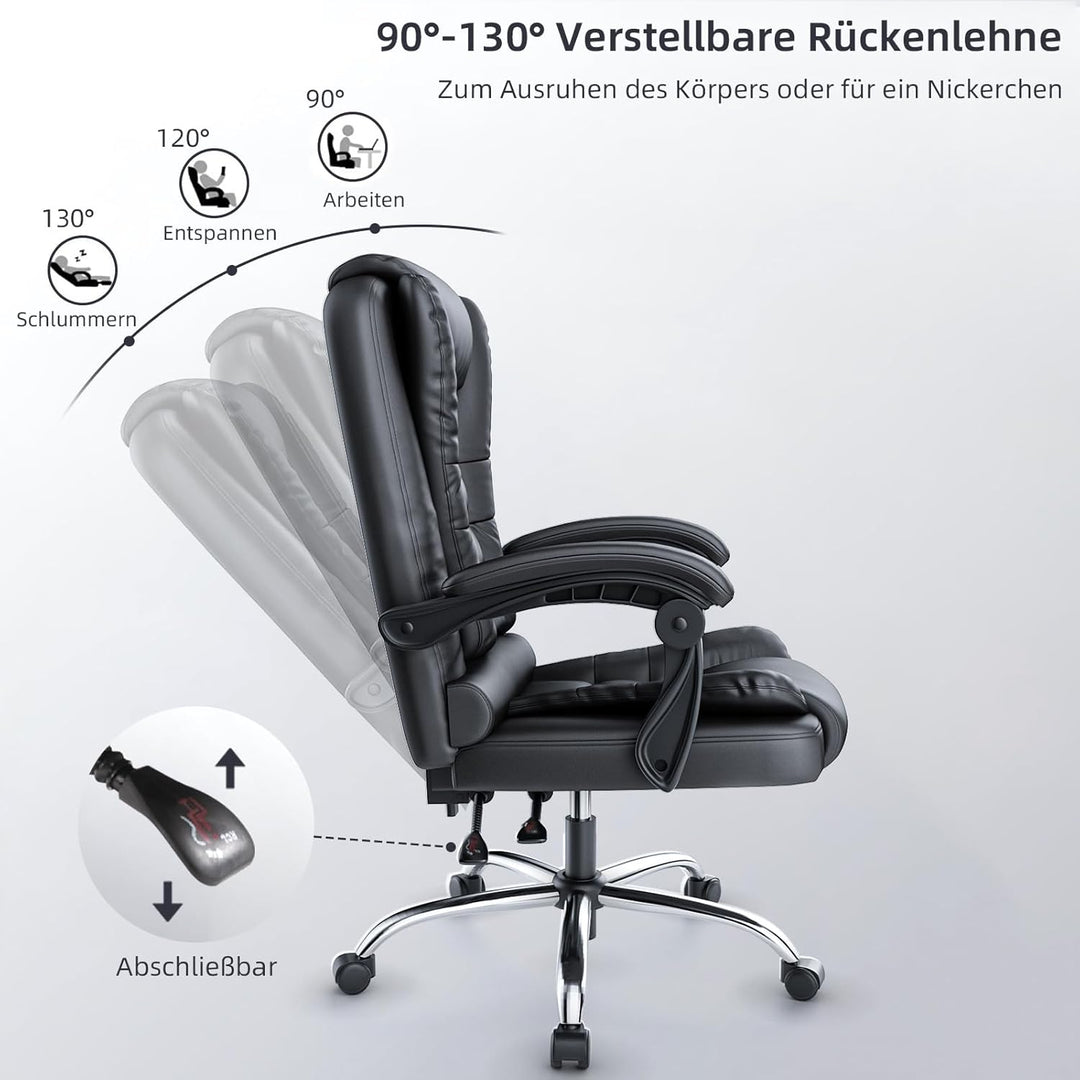 naspaluro Ergonomischer Bürostuhl, Schreibtischstuhl mit Hoher Rückenlehne und Höhenverstellbar, PU