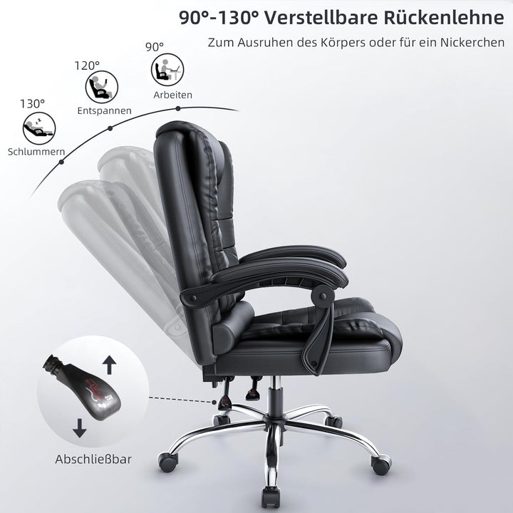 naspaluro Ergonomischer Bürostuhl, Schreibtischstuhl mit Hoher Rückenlehne und Höhenverstellbar, PU