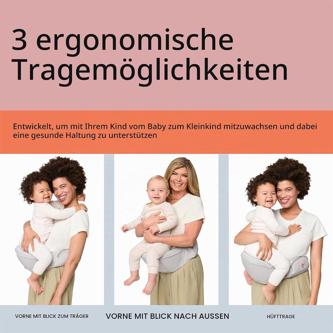 Ergobaby Lift Hip Seat Babytrage mit Babyhüftsitz für Babys und Kleinkinder ab 6 Monaten (7,7 kg - 2