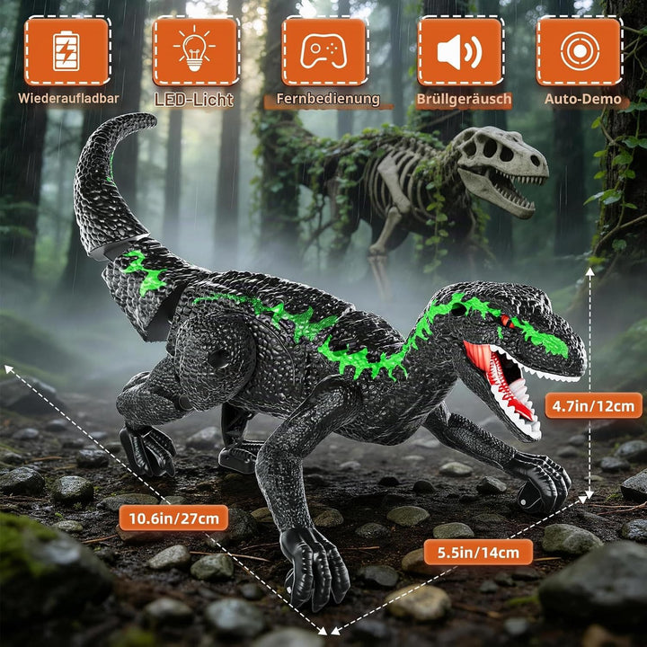 Ferngesteuertes Dinosaurier Spielzeug für Kinder 3–12 Jahre, RC Roboter Dino mit Laufbewegung, Brüll