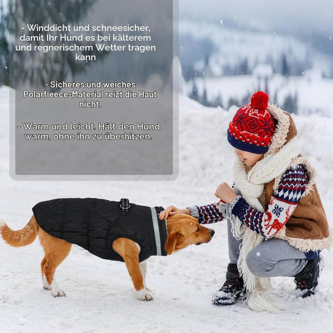 Kuoser Winter Hundejacke für mittelgrosse Hunde, Wasserdichter &amp; Winddichter Hundemantel mit Fleecef
