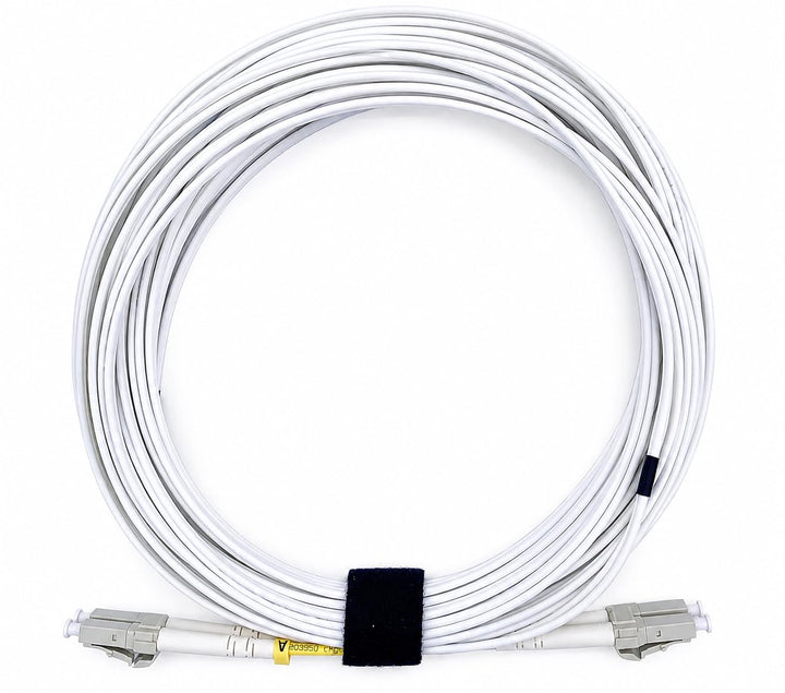Elfcam® - 15m LWL Glasfaser-Kabel LC/UPC auf LC/UPC 50/125um OM3 Multimode Duplex LSZH, Farbe Weiss,