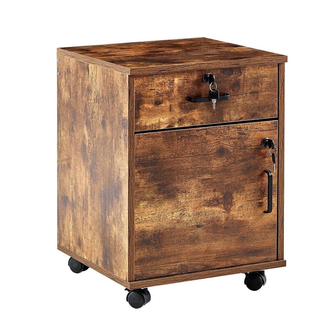 CLIPOP Rollcontainer Abschliessbare Aktenschrank Holz Schublade Aktenschrank mit 1 geschlossenem Spe