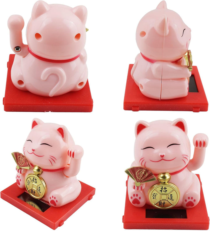 Freak Scene Glückskatze Mini Maneki-Neko Medaille Solar 5cm Winkekatze Lucky cat Set, Set