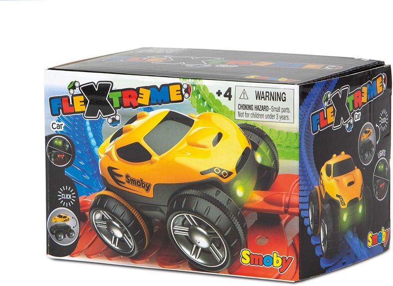 Smoby – FleXtreme Rennauto gelb– zusätzliches Auto für Flextreme Starter-Set, Rennbahn für Autos, fü