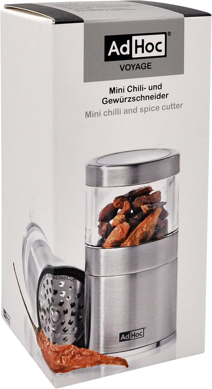 AdHoc MP206 Mini Chili- und Gewürzschneider VOYAGE, mit original SchneidWerk® (ohne Gewürz), Edelsta