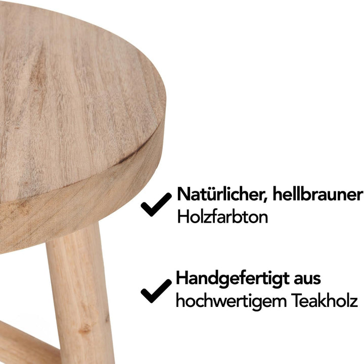 Brixy Hocker Holz - Teakholz - Beistelltisch - Fusshocker - Pflanztisch - Tritthocker - bis 150 kg -