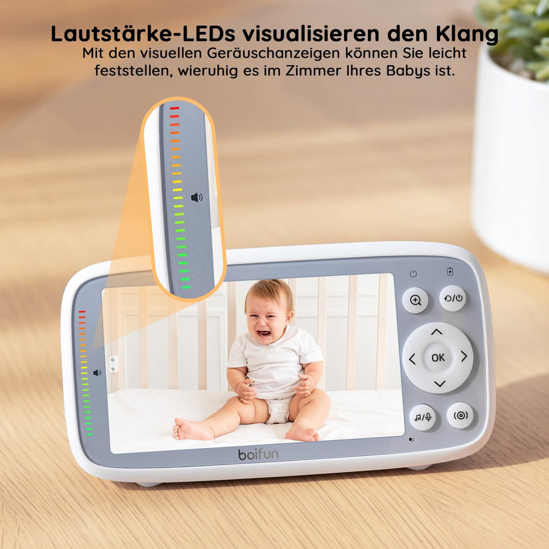 BOIFUN Babyphone mit 2 Kameras, VOX Nachtsicht Babyfon, Temperaturüberwachung, Gegensprechfunktion V